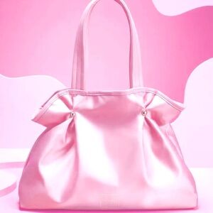 Victoria’s Secret pink satin magnets closure soft cinch tote